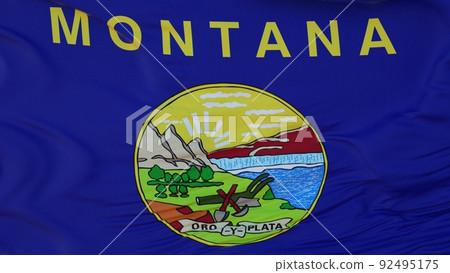 Flag of Montana state, region of the United States, waving at wind. 3d illustration 92495175