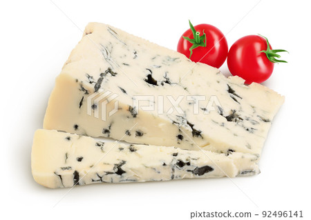 Blue cheese gorgonzola isolated on white background with full depth of field. 92496141