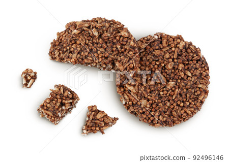 amaranth cookies with carob isolated on white background. Healthy food. Top view. Flat lay amaranth cookies with carob isolated on white background. Healthy food. Top view. Flat lay 92496146