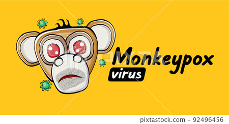 Funny Monkeypox virus horizontal banner for awareness and alert against disease spread, symptoms or precautions. Monkey Pox concept illustration with angry monkey face silhouette on orange background Funny Monkeypox virus horizontal banner for awareness and alert against disease spread, symptoms or precautions. Monkey Pox concept illustration with angry monkey face silhouette on orange background 92496456
