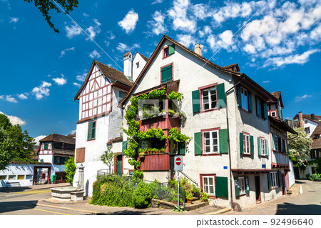Traditional architecture of the old town of Basel in Switzerland 92496640