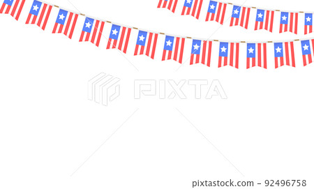 USA flag garland. US patriotic pennants chain. American party bunting decoration. United States flags for celebration. Vector background. USA flag garland. US patriotic pennants chain. American party bunting decoration. United States flags for celebration. Vector background. 92496758