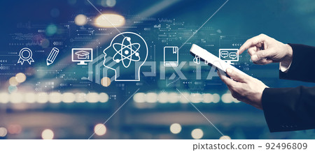 Online education concept with businessman using a tablet 92496809
