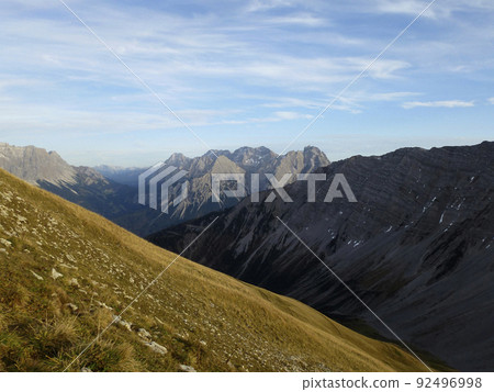 Hiking tour to Pleisspitze mountain, Tyrol, Austria Hiking tour to Pleisspitze mountain, Tyrol, Austria 92496998
