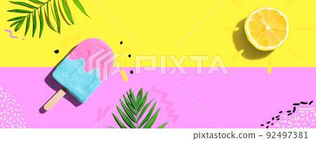 Summer concept with lemon sunlight with a popsicle 92497381