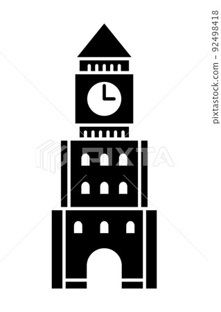 Clock tower silhouette 92498418