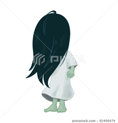 Illustration of a ghost with long hair 92498474