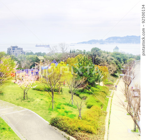 A park overlooking the port city of Kobe Akashi Strait A park overlooking the port city of Kobe Akashi Strait 92500134