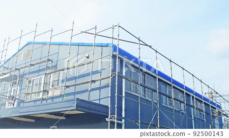Architectural painting work site Scaffolding front and side Architectural painting work site Scaffolding front and side 92500143