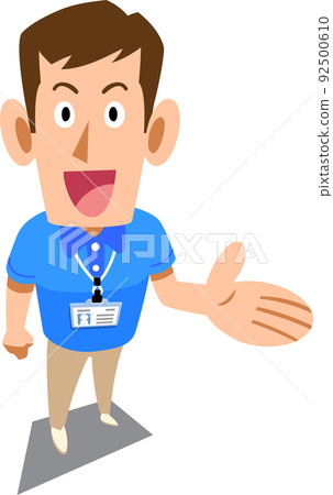 Male staff wearing short-sleeved polo shirts and name tags Male staff wearing short-sleeved polo shirts and name tags 92500610