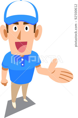 穿著短袖馬球衫和帽子的男性工作人員 92500612