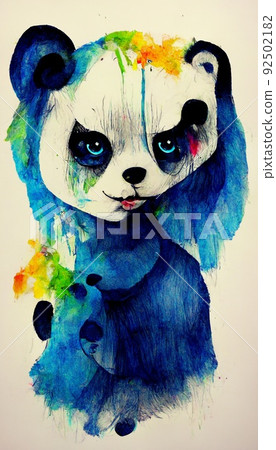 Painted abstract panda. Painted image of a panda. Multicolored panda. Perfect for phone wallpaper or for posters. 92502182