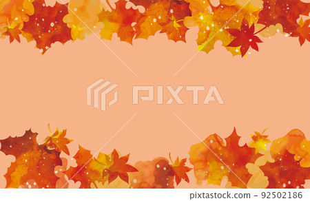 Autumn leaves leaf watercolor background illustration 92502186