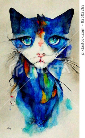 Painted abstract cat. Painted image of a cat. Multicolored cat. Perfect for phone wallpaper or for posters. Painted abstract cat. Painted image of a cat. Multicolored cat. Perfect for phone wallpaper or for posters. 92502265
