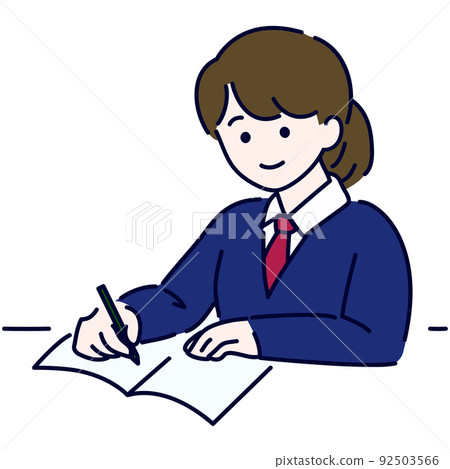 一個女孩學習的彩色插圖 92503566