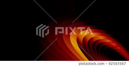 Paper layer circle black and red abstract background. Curves and lines use for banner, cover, poster, wallpaper, design with space for text 92503567