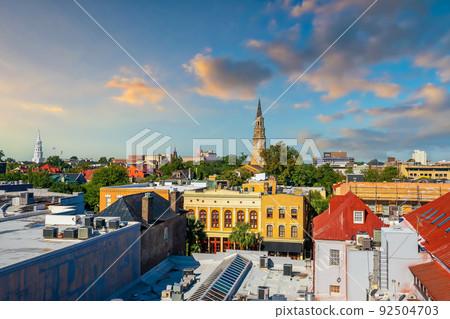 Historical downtown area of Charleston, South Carolina cityscape in USA 92504703