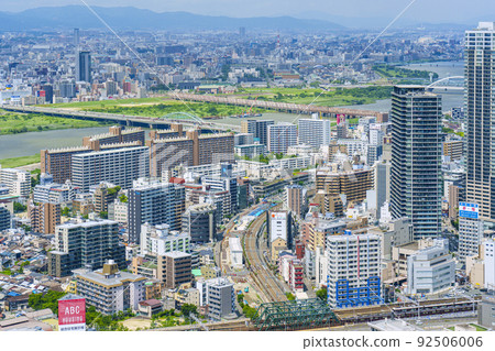 大阪市中心梅田街景淀川[來自梅田藍天大廈] 92506006