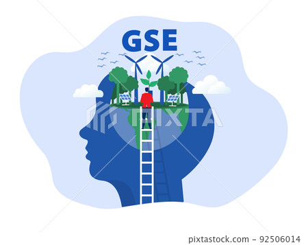 Business ESG or ecology problem concept, business invest energy sources. Preserving resources of planet. Cartoon modern flat vector illustration 92506014