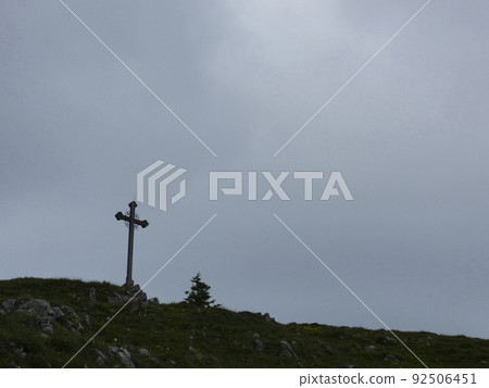 Summit cross of Seebergkopf mountain, Bavaria, Germany 92506451