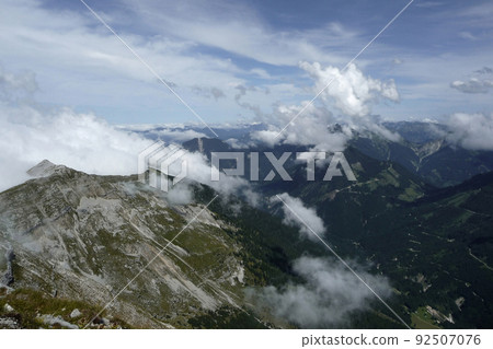 Mountain hiking tour to Soiernspitze mountain, Bavaria, Germany 92507076