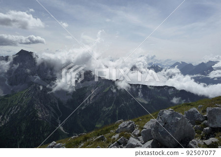 Mountain hiking tour to Soiernspitze mountain, Bavaria, Germany 92507077