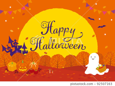 Halloween illustration autumn scenery 92507163