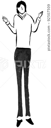 Surprised female office worker (hand-drawn person illustration of ink) Surprised female office worker (hand-drawn person illustration of ink) 92507509