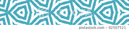 Geometric seamless pattern. Turquoise symmetrical kaleidoscope background. surprising decorative design element for background. Hand drawn geometric seamless design. 92507521