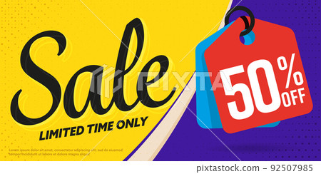Sale marketing banner. Special shop discount advertising website poster. 50 percent price off on tag design vector illustration. Sale promotion banner. Online weekend sale Sale marketing banner. Special shop discount advertising website poster. 50 percent price off on tag design vector illustration. Sale promotion banner. Online weekend sale 92507985