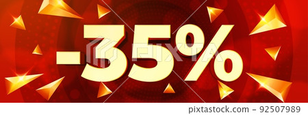 Minus 35 percent sale discount. Promotion shop label with special offer bargain vector illustration 92507989
