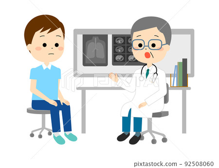 A man listening to an explanation from a doctor A man listening to an explanation from a doctor 92508060