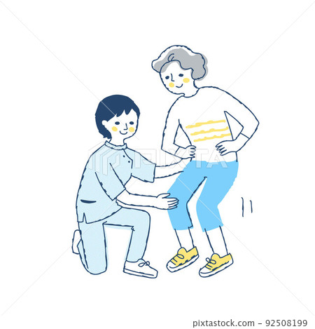 與物理治療師一起康復的高級女性 92508199