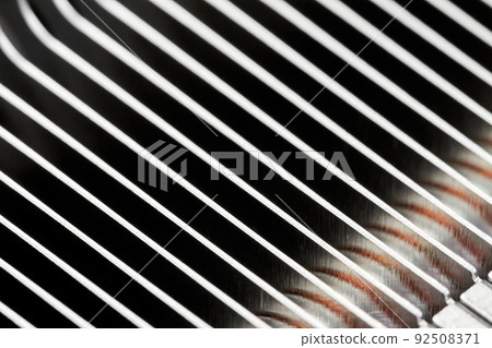 Close-up of a part of Radiator grill for cooling computer hardware elements 92508371