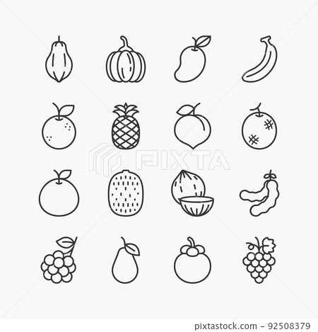 fruits and berries line icons set. on a white background. Vector icon fruits and berries line icons set. on a white background. Vector icon 92508379