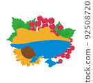 Map and flag of ukraine illustration Ukranian bouquet with poppy, sunflower and kalyna 92508720