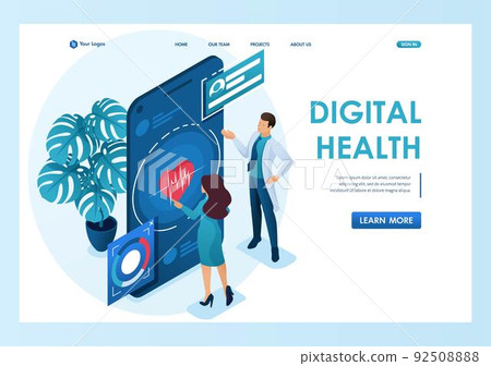 Doctor shows the Doctor showshow to use the application to maintain health. Health care concept. 3d isometric. Landing page concepts and web design-01 Doctor shows the Doctor showshow to use the application to maintain health. Health care concept. 3d isometric. Landing page concepts and web design-01 92508888