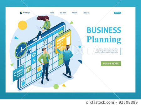 Isometric concept of the team working on the business plan, employees fill in the calendar fields. 3d isometric. Landing page concepts and web design Isometric concept of the team working on the business plan, employees fill in the calendar fields. 3d isometric. Landing page concepts and web design 92508889