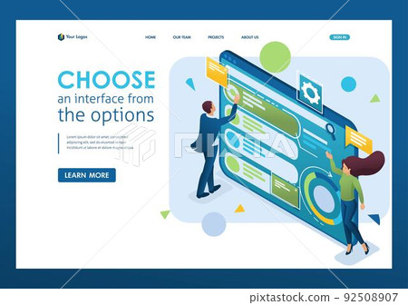 The man chooses the interface from the options, customize the user interface. 3d isometric. Landing page concepts and web design The man chooses the interface from the options, customize the user interface. 3d isometric. Landing page concepts and web design 92508907