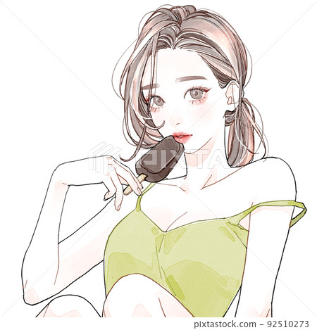 吃冰淇凌的婦女 吃冰淇凌的婦女 92510273