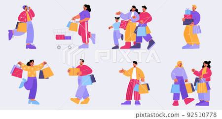 Customers characters purchasing in market store 92510778