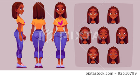 Black woman character for animation, avatar set 92510799