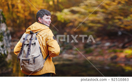 Travel and road trip concept at autumn. Travel and road trip concept at autumn. 92510863
