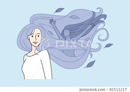 Happy woman feeling mental health recovery  92511217