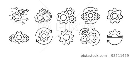 Process management icon set Optimization operation Process management icon set Optimization operation 92511439