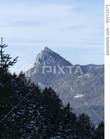 Winter hiking tour to Wallberg mountain, Tegernsee, Bavaria, Germany 92511571