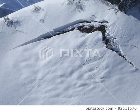 Snow drift at Wallberg mountain, Tegernsee, Bavaria, Germany 92511576