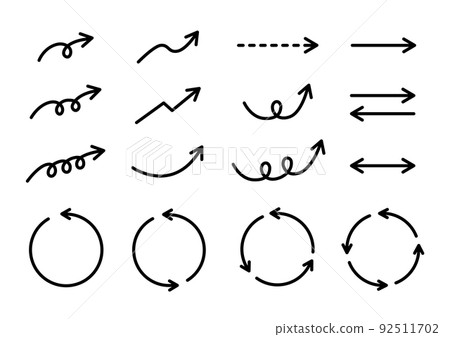 Simple and flat round arrow set monochrome 92511702