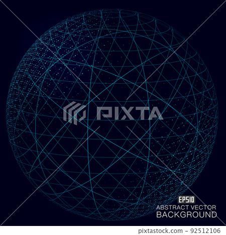 彎曲結構球形線框，科學和技術意義抽象插圖 92512106