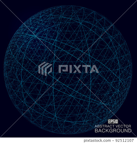 Curved structure Spherical wireframe, scientific and technical significance Abstract illustration Curved structure Spherical wireframe, scientific and technical significance Abstract illustration 92512107